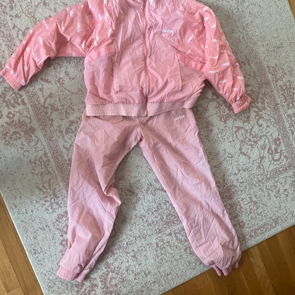 Pink swishy Adidas Track suite